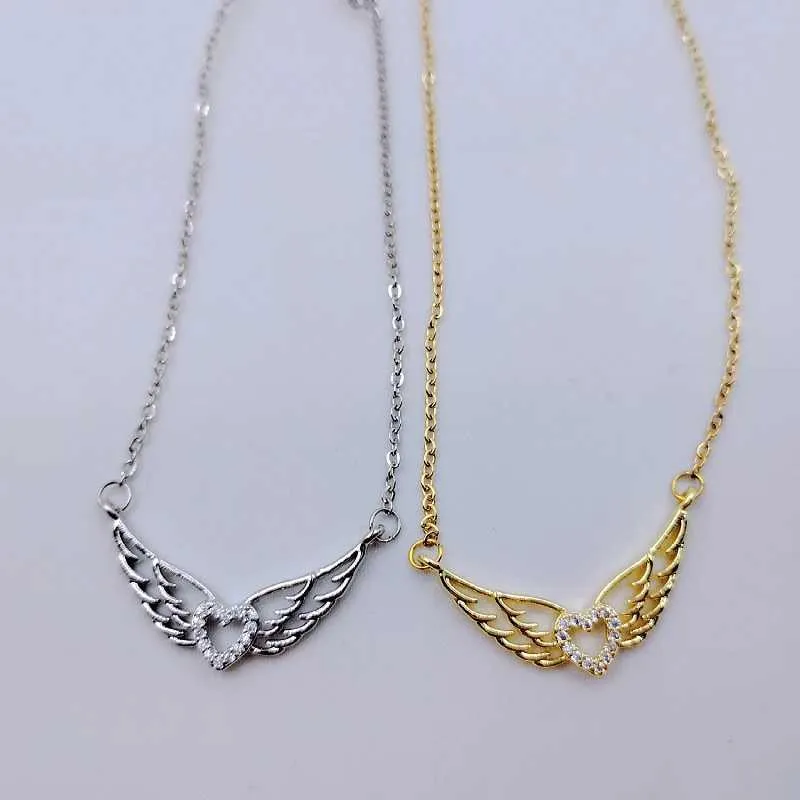 Collane Moda Ciondolo Collana Ali d'Angelo Classico Personalità Forma di Cuore Versatile Ciondolo Squisito Catena Clavicola_voghion.com