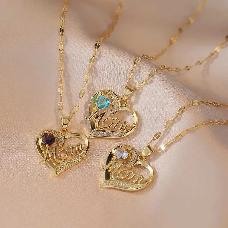 Herz Anhänger Halskette Für Mama Geschenk Aus Edelstahl_voghion.com