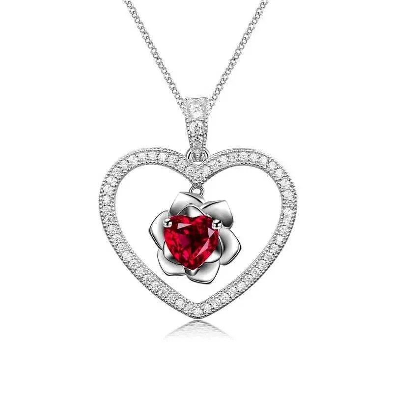 Collane con ciondolo Collana romantica squisita a forma di cuore con ciondolo a forma di rosa, l'amore perfetto è un regalo per le ragazze_voghion.com