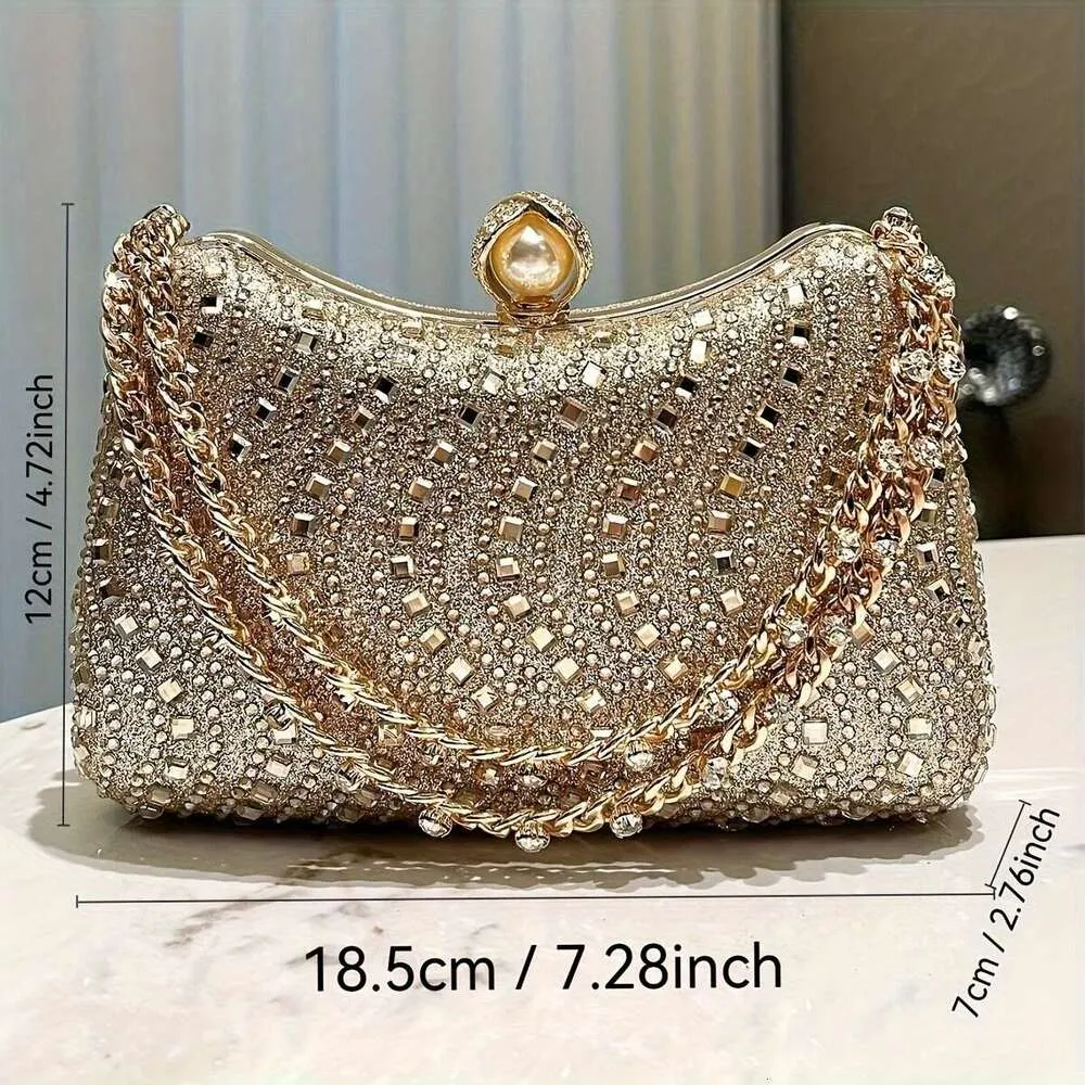 Women urious Rhie Evening Clutch Bag, Glittering Handheld Party Purse With Detachable Chain Strap, Elegant Accessory For Weddings Banquets Formal Events,