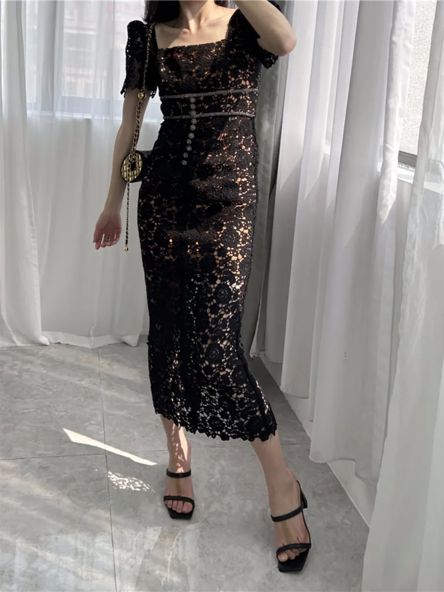 Self Portrait Summer Pure Color Panelled Rhinestone Lace Self Portrait Summer Pure Color Panelled Rhinestone Lace