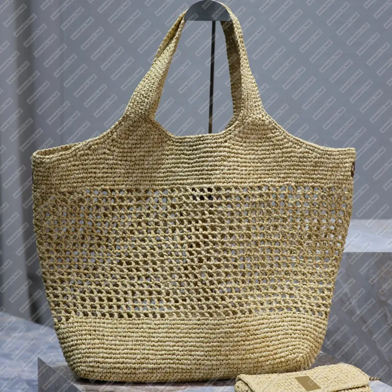 Icare Maxi Raffia Tote Bag - Black