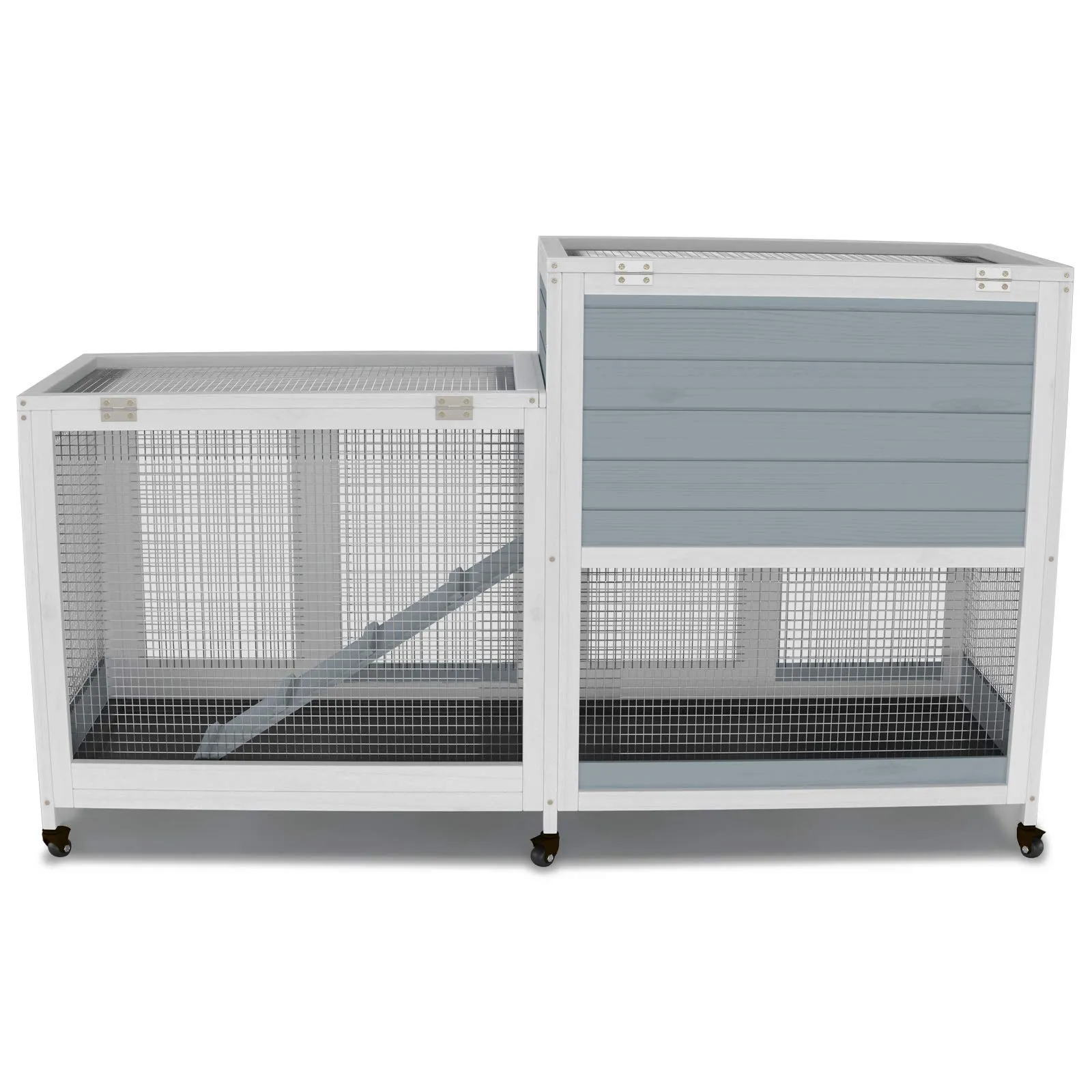 Portable Rabbit Cage Wooden Indoor Bunny Hutch On Wheels For Small ...