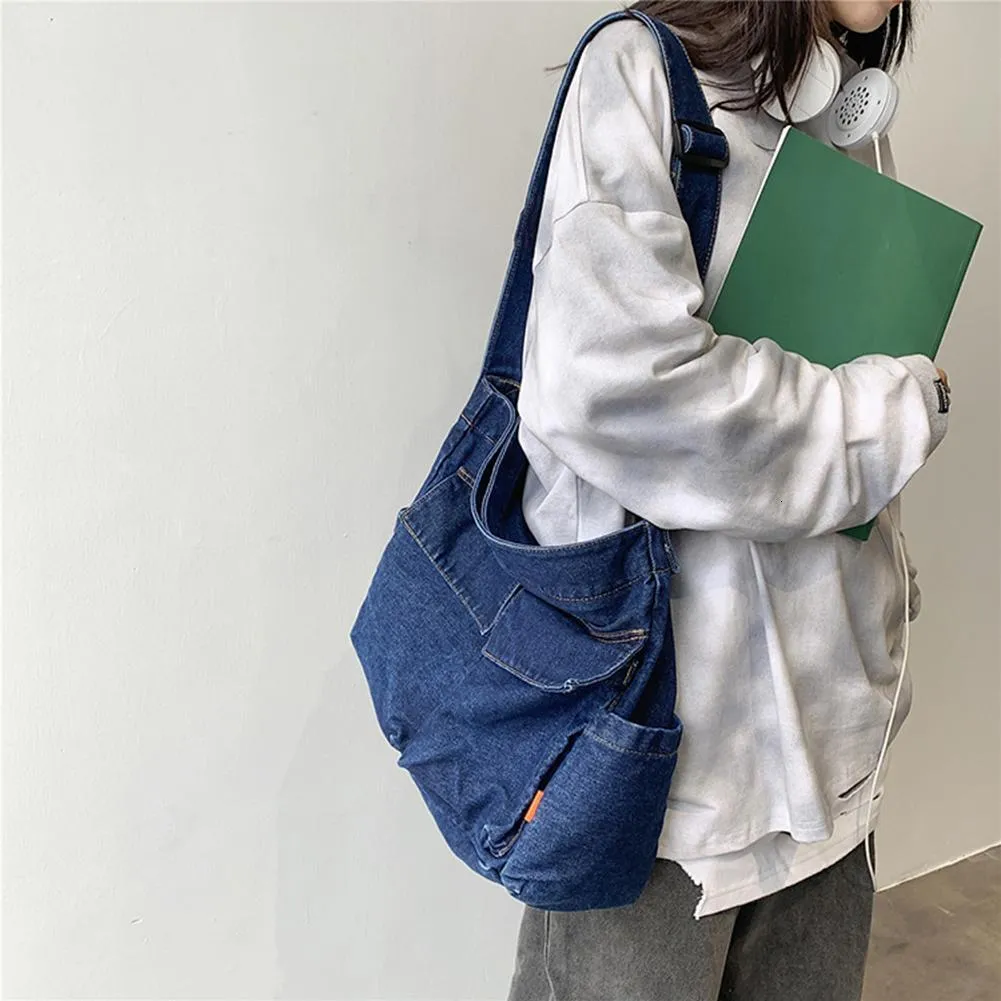 【MARITHE x DAISY SYNDROME】DENIM SHOULDER BAG★25SS★限定版 Retro Denim Crossbody Messenger Handbag: Large Capacity