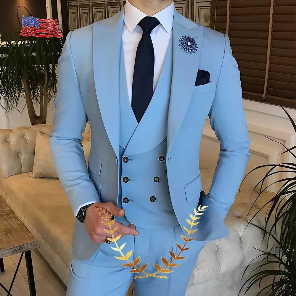 Save Big on Bulk Sky Blue Piece Suit Sky Blue Dress For Wedding, Groom's  Lightweight Piece Suit: Jacket, Pants Vest Ultra Thin Fit For Evening 
