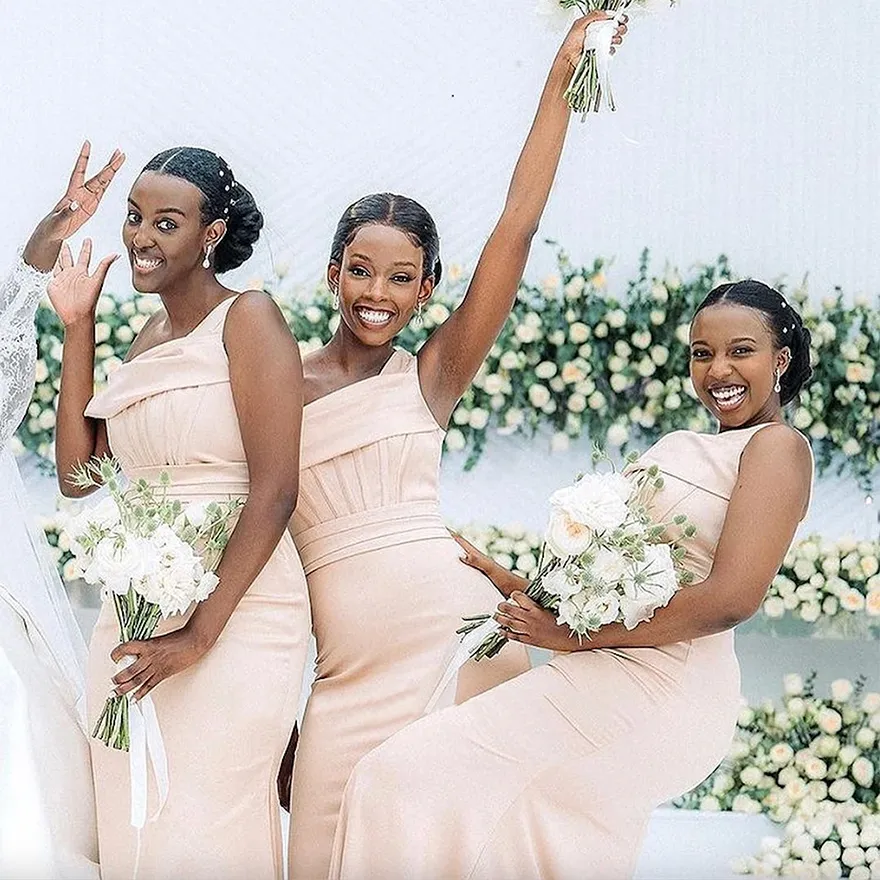 Champagne Mermaid Bridesmaid Dresses One Shoulder... From Meetyy, $39.31