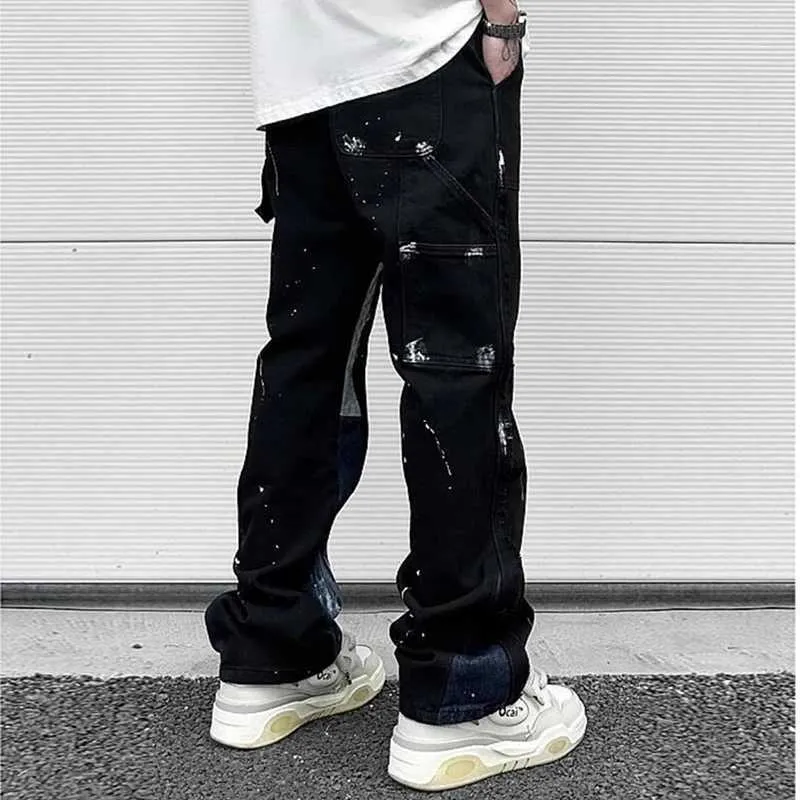 DHgate.com:Mens Hip Hop Contrast Color Spliced Spot Ink DHgate.com:Mens Hip Hop Contrast Color Spliced Spot Ink