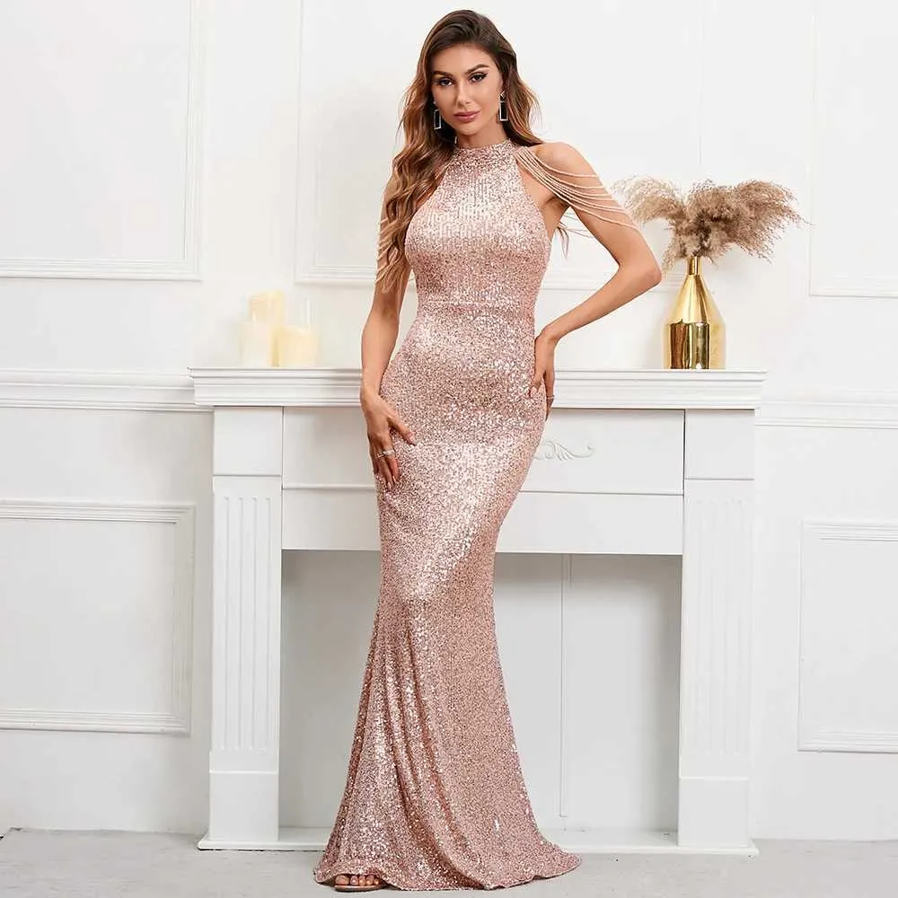 slim fit dress slacks Showstopper Maxi Dress Covered in Gold Sequins S / 4 / Gold