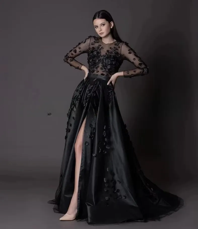 knee length dresses for ladies Long Sleeve Beaded Long Formal Dress with Sheer Back Nude / 4 main image 1
