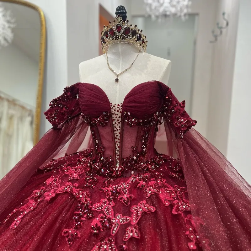 Vino De Quinceanera De Vino Rojo Fuera Del Hombro 2024 Vestidos De 15 Anos Ball Vestido Bow Sweet 16 Fiesta De Cumpleanos Pageant Miss Princess De 301 86 DHgate
