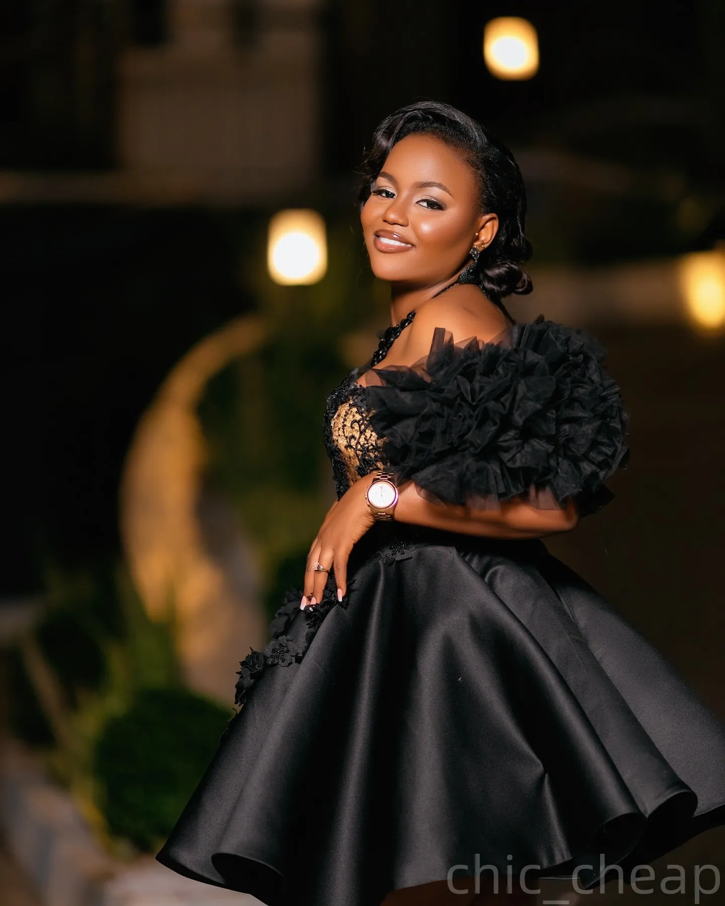 Black Satin Mini Ball Gown Graduation Dress with Lace-up Back and Crystal  Flowers from Dhgate Graduation Dresses - price 167.84