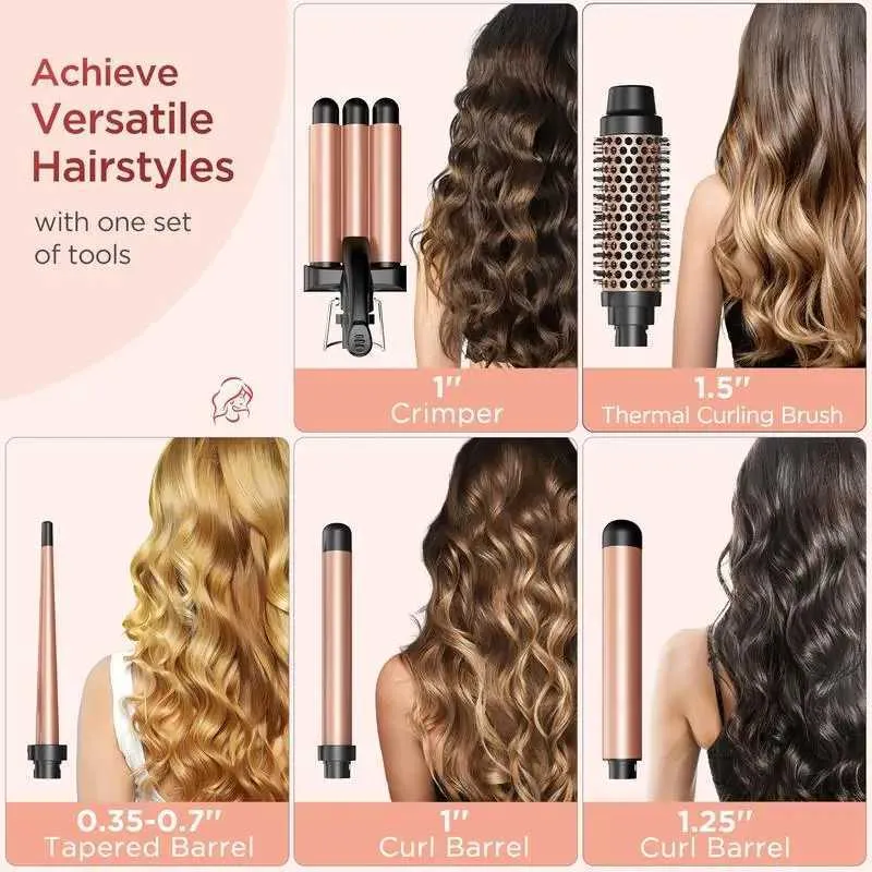 BESTOPE PRO 5 In 1 Curling Wand Set With Ceramic Barrel For Long Medium Hair 0 35 1 25 Women Gifts