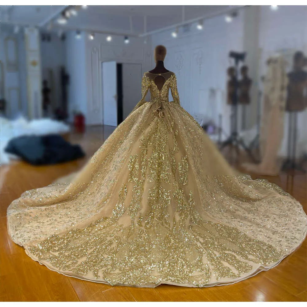 Customized NS4849 Golden Wedding Dress Ball Gown From SG $1,811.35