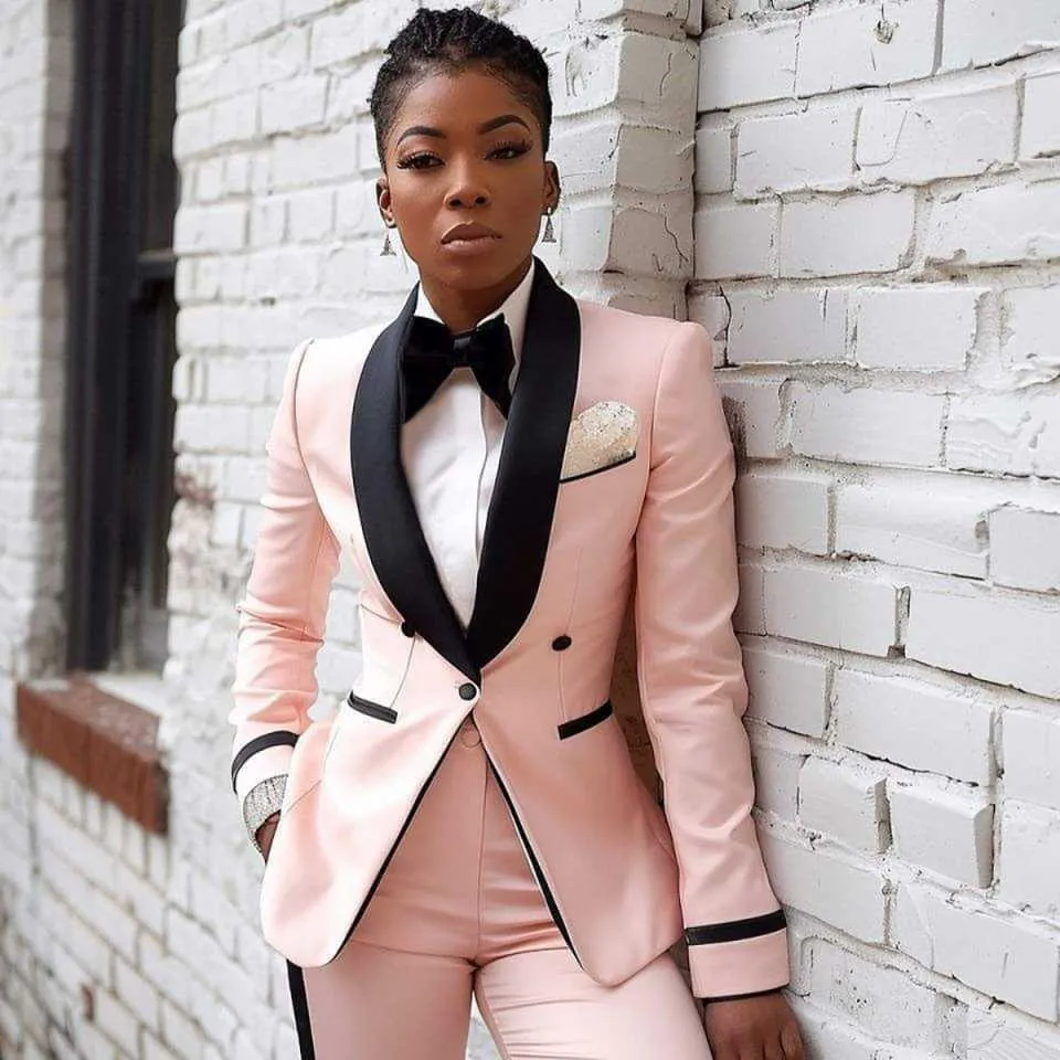 female suit with tie