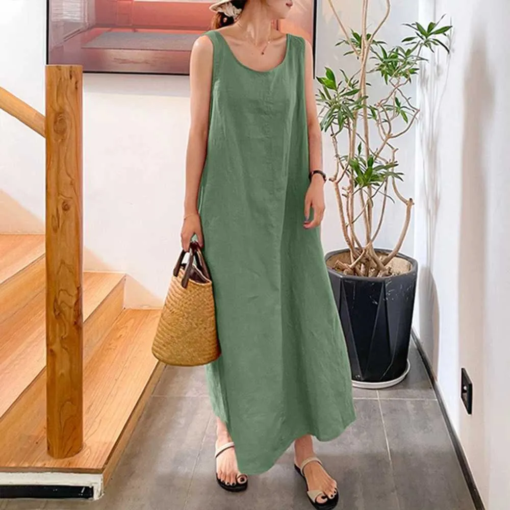 DHgate.com:Womens Casual Cotton Linen Oversized Long Dress