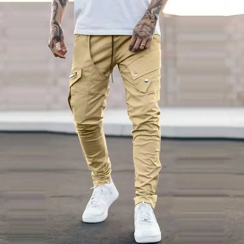 Mens Side Pocket Cargo Pants With Zipper Black, Grey, And