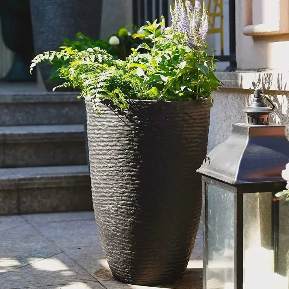 Planters Pots Flower Pot 2-Pack 14 Inch Diameter Resin Black Imitation  Stone Finish for Outdoor Plants from Dhgate Planters & Pots - price 86.6