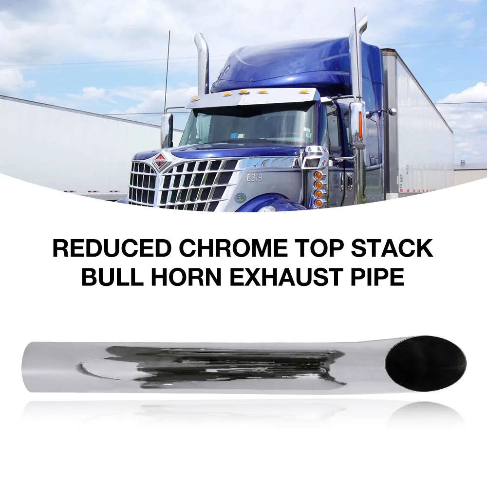 Long Chrome Bull Horn Top Stack Exhaust Pipe - 8 Diameter, Universal ...