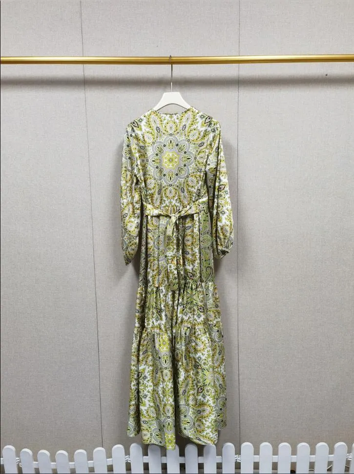 Elegance d ete Chic Sandro Print V Neck Long Robe pour vacances