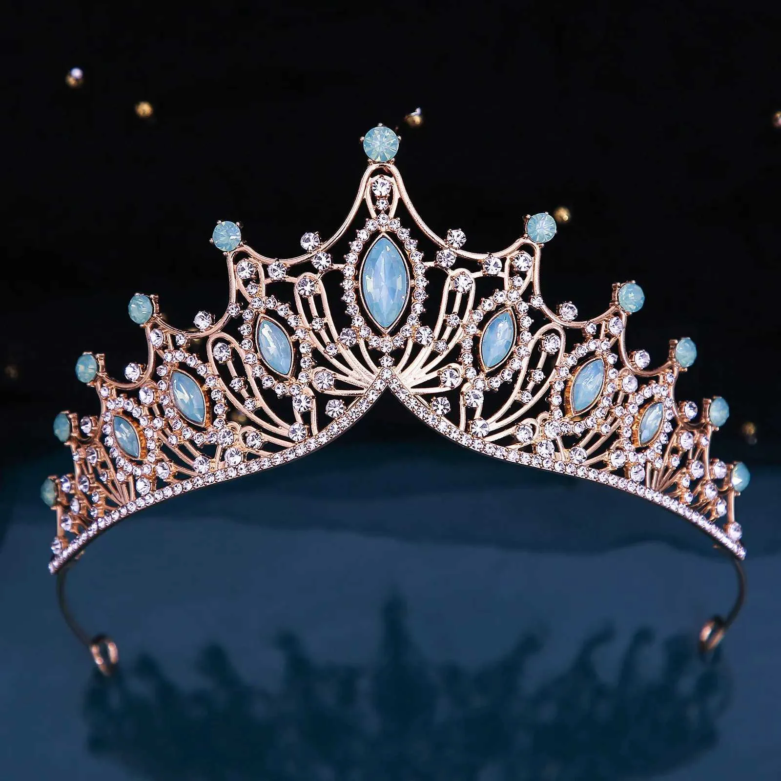 DIEZI Crystal and Alloy Tiara with Pearl for Women Wedding and