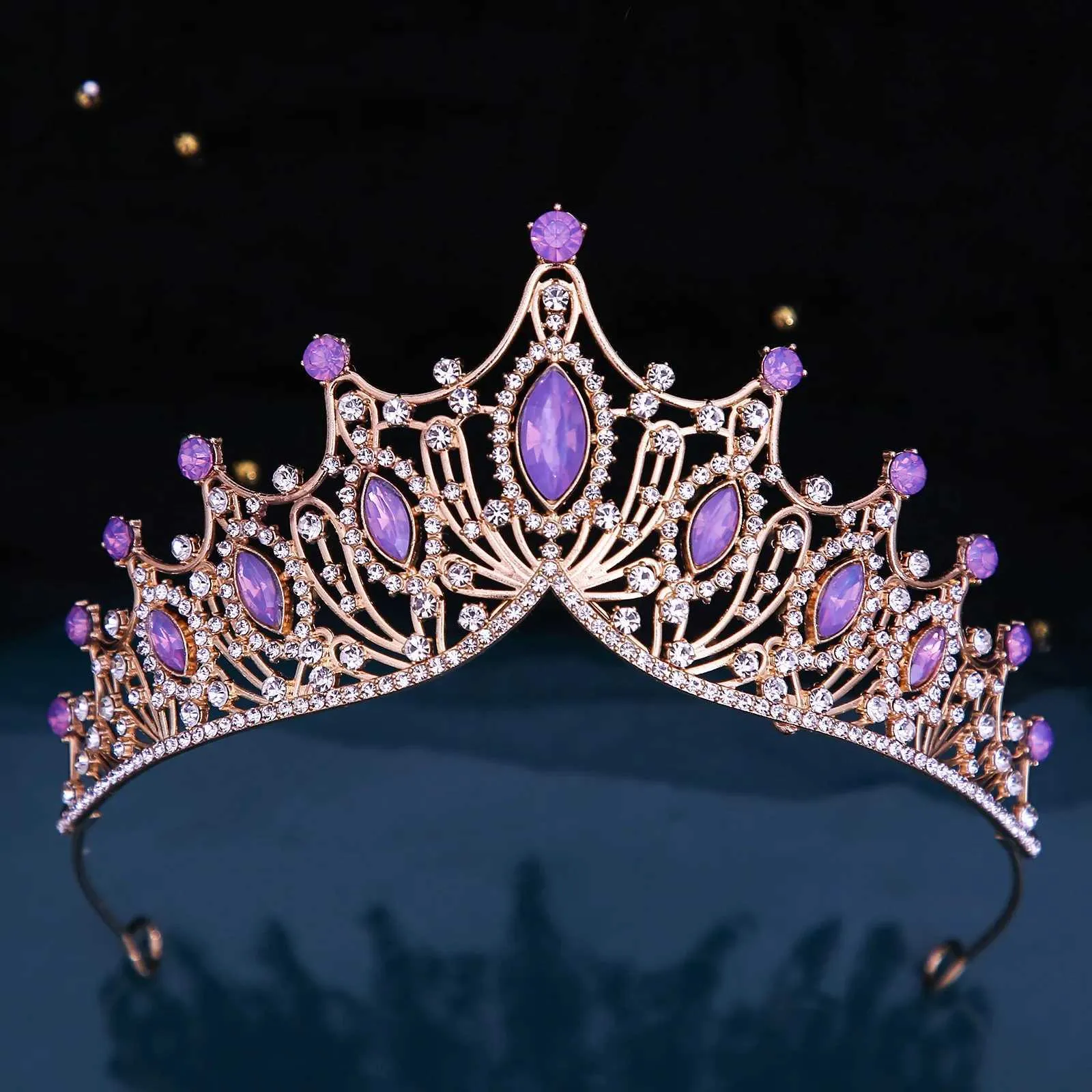 DIEZI Crystal and Alloy Tiara with Pearl for Women Wedding and