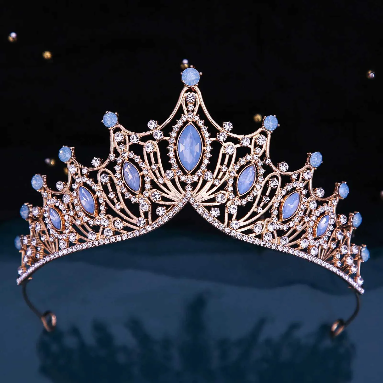 DIEZI Crystal and Alloy Tiara with Pearl for Women Wedding  display picture 3