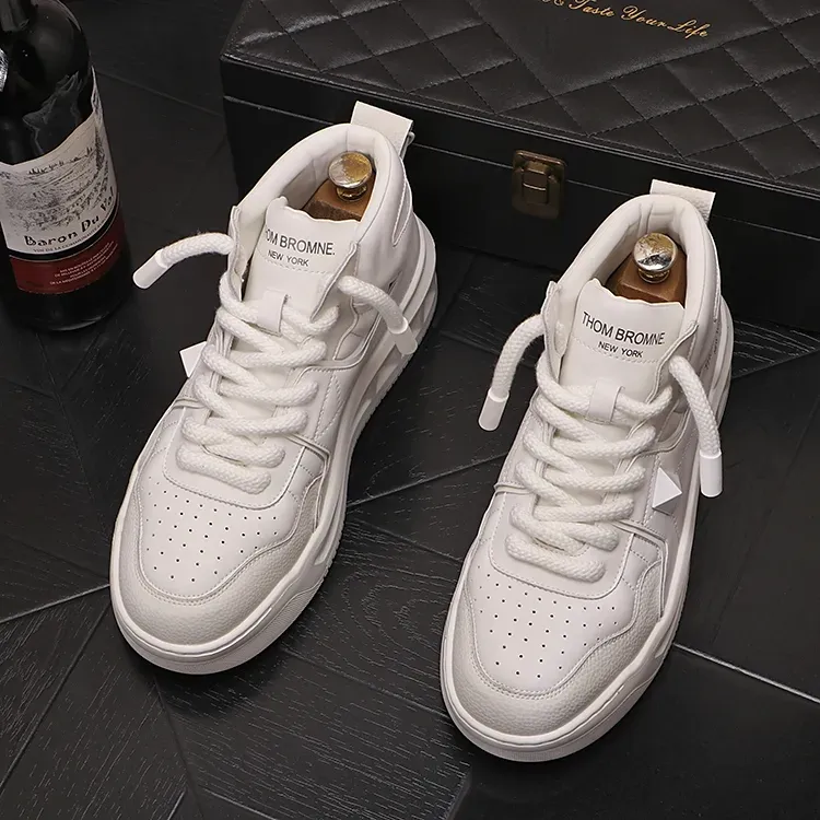 Express High Top Faux Leather Sneaker White Sole Lace Up Men\'s Modern Style Genuine Leather High Top Sneakers with 3 inch Hidden Lift  main image 3