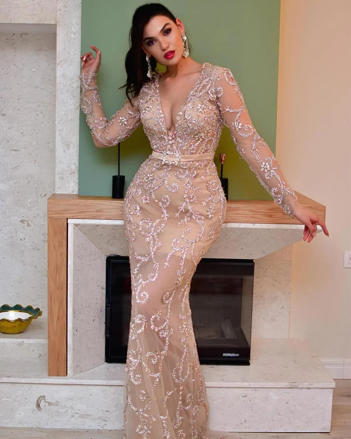 open lace back dress Portia and Scarlett Strapless Mermaid Prom Dress PS24065 main image 1