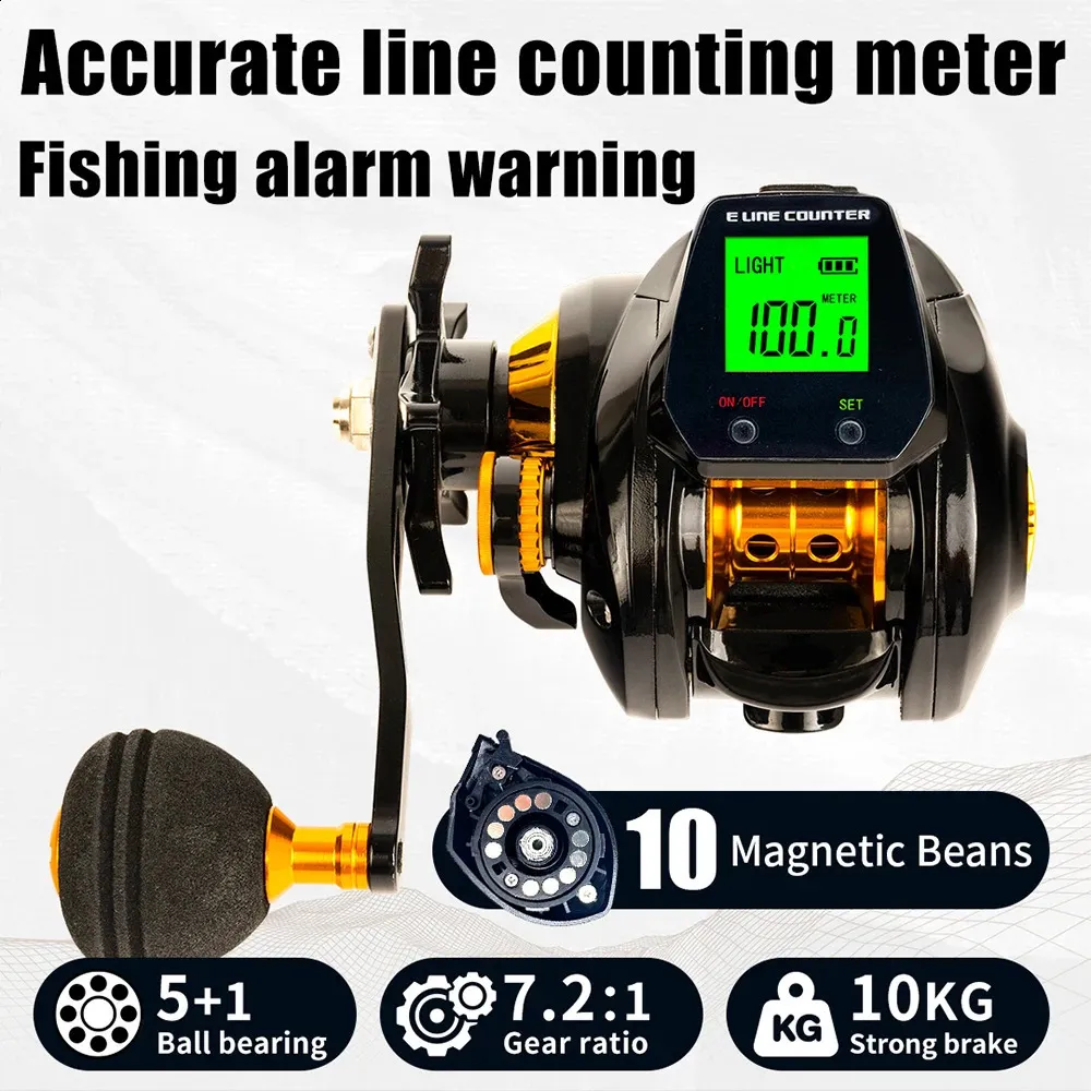 Rechargeable 72 1 Digital Fishing Baitcasting Reel w Accurate Line Counter  Large Display Bite Alarm or Carbon Sea Rod 240119