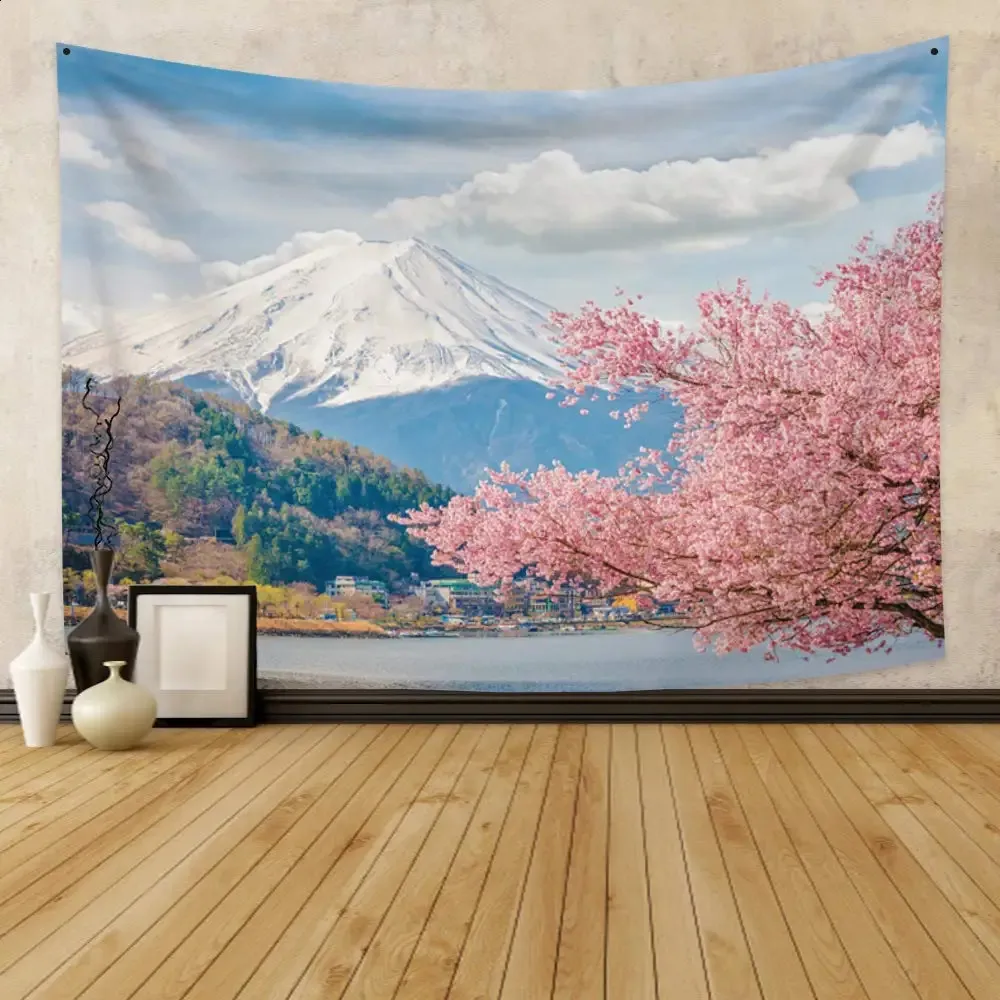 Japanese Cherry Blossom Tapestry Pink Spring Sunset Wall Hanging For Bedroom Living Room 240127 From Keng09 12.54 DHgate.Com