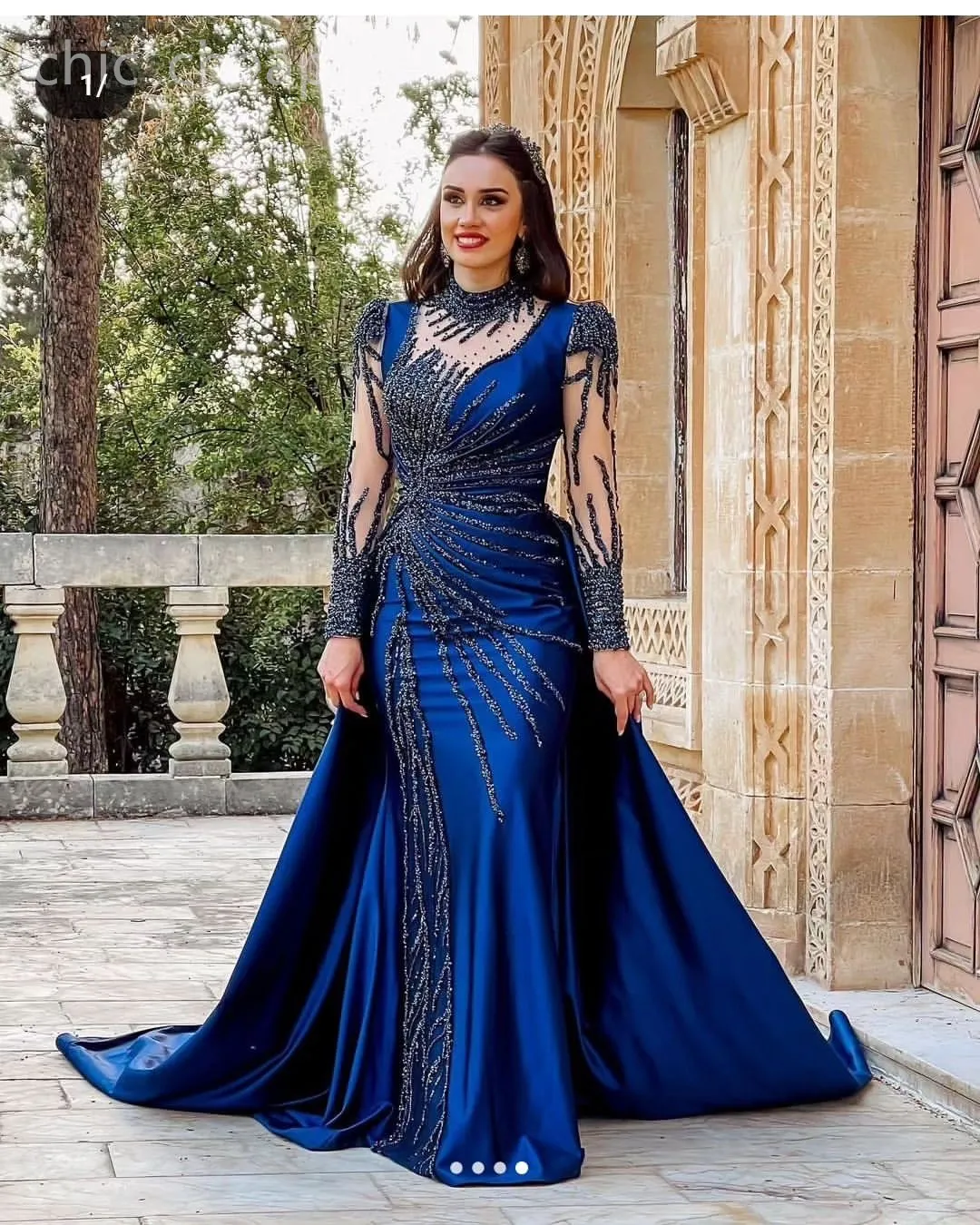 Navy Blue Mermaid Dark Blue Prom Dresses with Sequined Lace and Satin Beading - Perfect for Evening Formal Party, Second Reception, Birthday, and