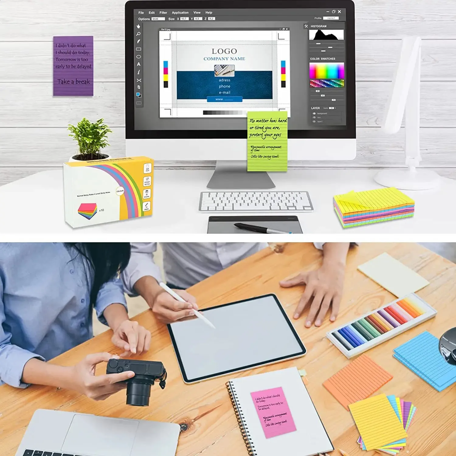 9 Pack Lined Sticky Notes 4X6 In Post Sticky Notes With Lines, Large