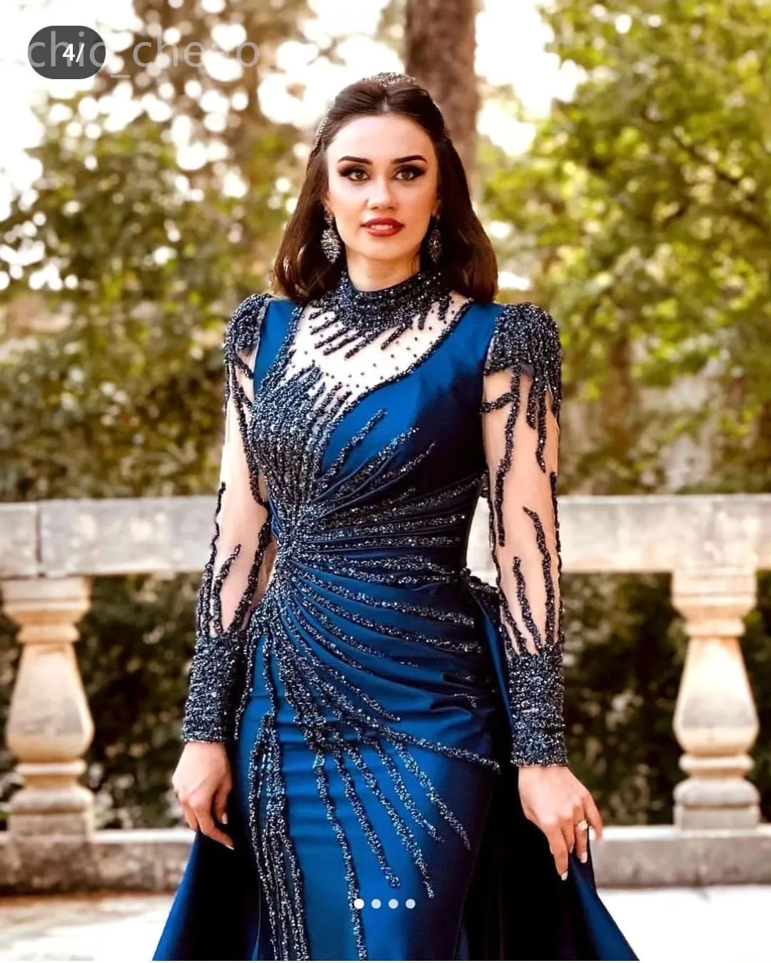 2024 Aso Ebi Navy Blue Mermaid Prom Dress Sequined Lace Satin Beaded Evening Formal Party Second Reception Birthday Engagement Gowns Dresses Robe De