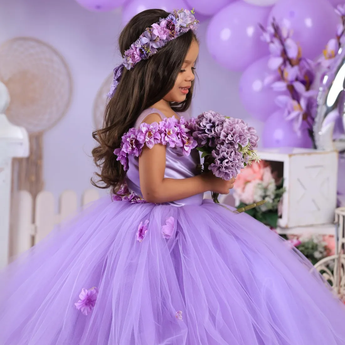 Wedding Dress Budget Flower Girl Dresses Lace Dress Purple Flower