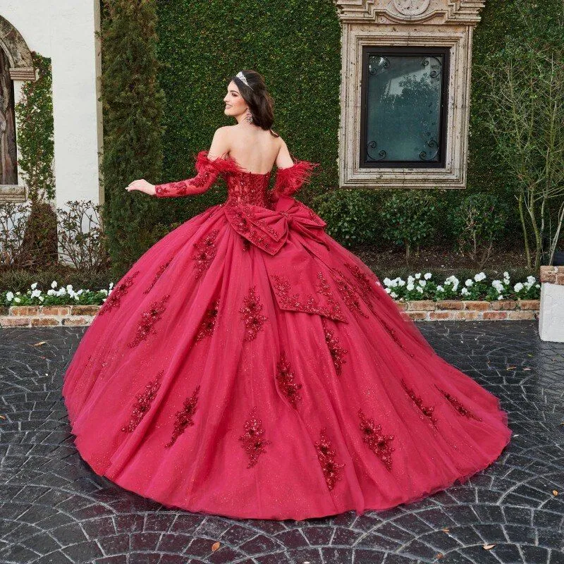 fitted lace wedding dress Beautiful Tulle Off the Shoulder Floor Length Prom Dress, Dark Red Sho main image 0