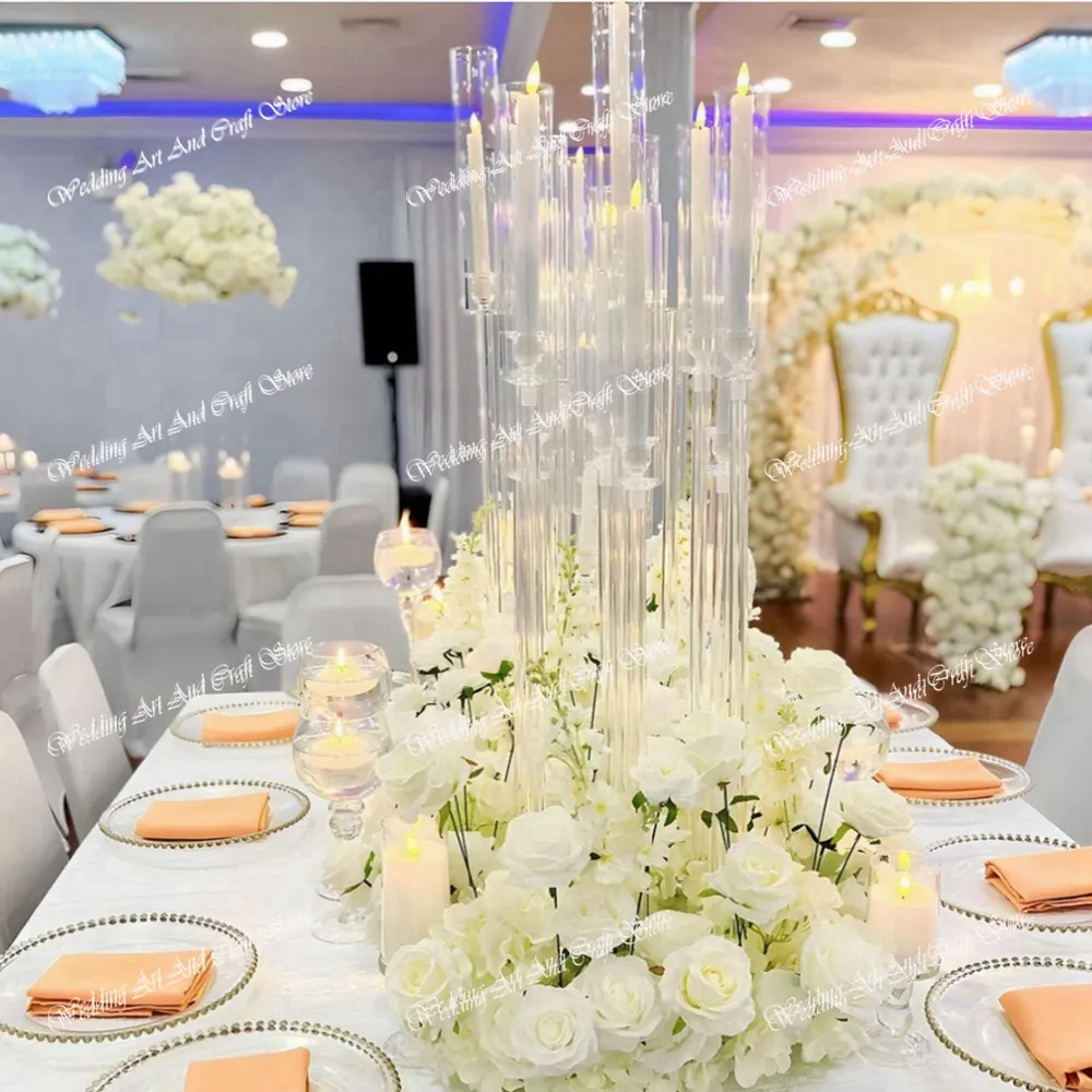 Acrylic Wedding Table Centerpieces | Clear Cylinder 9 Head Candelabra Flower  Stand Hotel \u0026 Restaurant Reception Decor From Courageevent, $54.68 |  DHgate.Com, image size:1000x1000