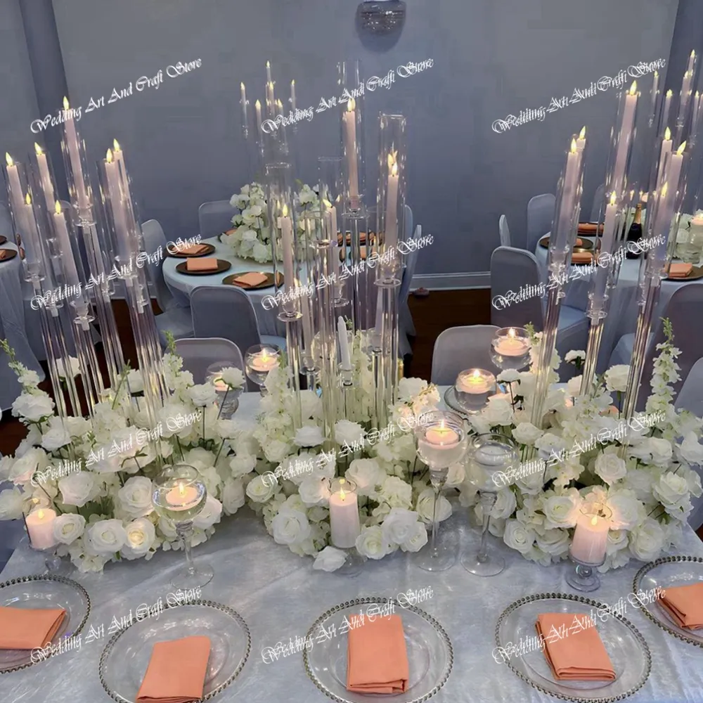 Acrylic Wedding Table Centerpieces | Clear Cylinder 9 Head Candelabra Flower  Stand Hotel \u0026 Restaurant Reception Decor From Courageevent, $54.68 |  DHgate.Com, image size:1000x1000