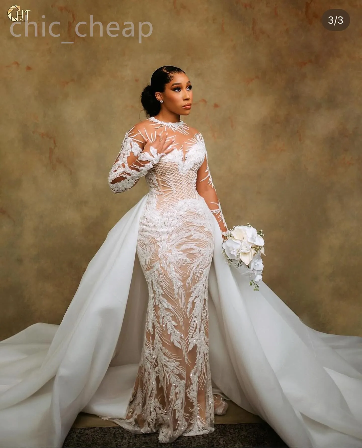 Sabine Mermaid Illusion Bridal Maxi Dress