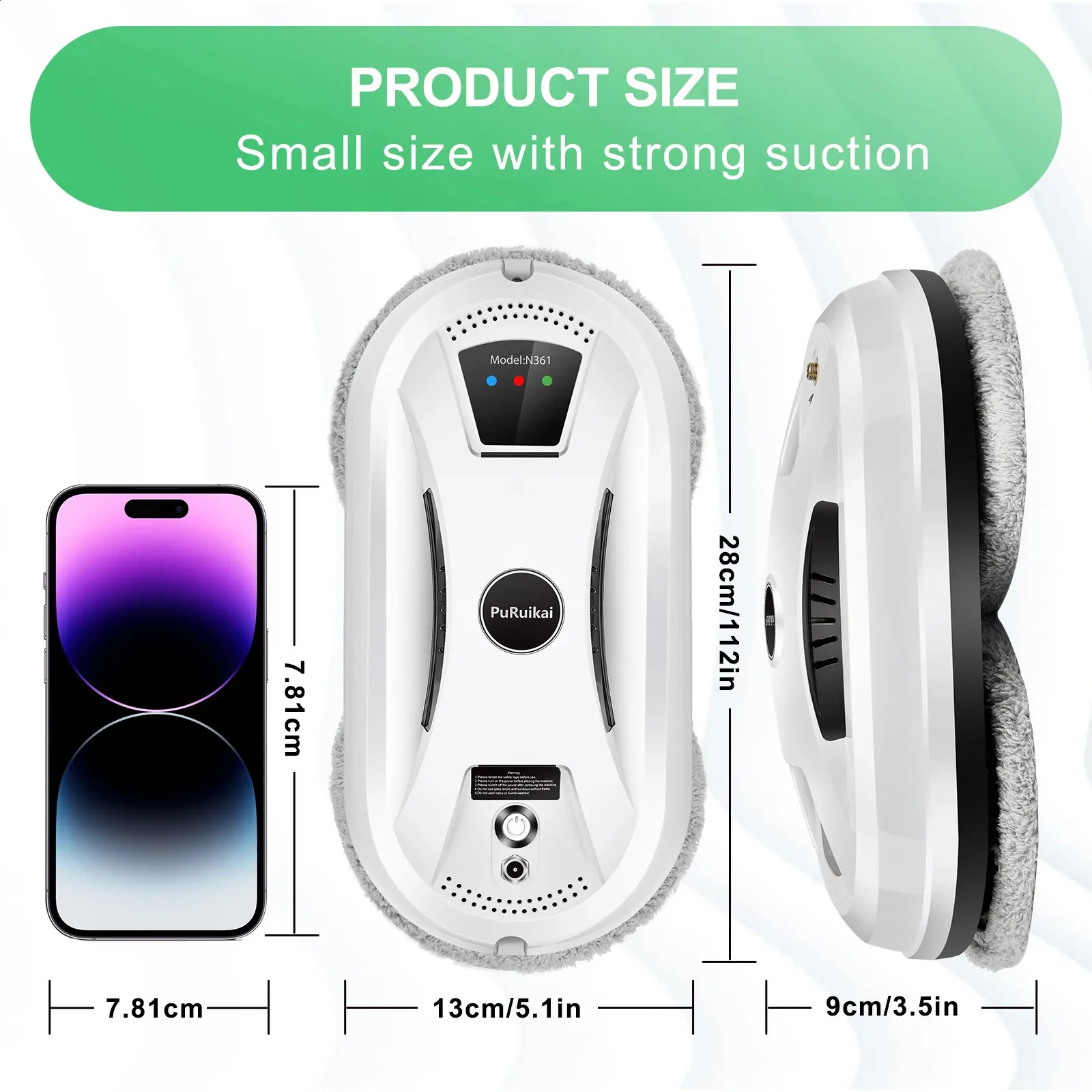Robot Lave-vitres Automatique Avec 4 Buses Et 3 Modes | Aspiration 6000 Pa, Sécurité Anti-chute | Télécommande Et 6 Chiffons Inclus - 6