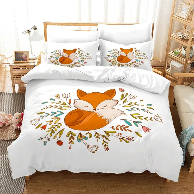 Cartoon Kids Bedding Set: Soft Microfiber Duvet Cover with Animal