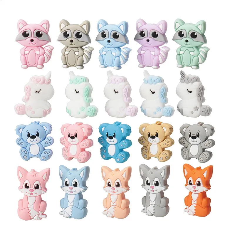 Character Teether Baby Teething Beads Set - Safe Silicone Teether Toys, Pacifier Clip ...