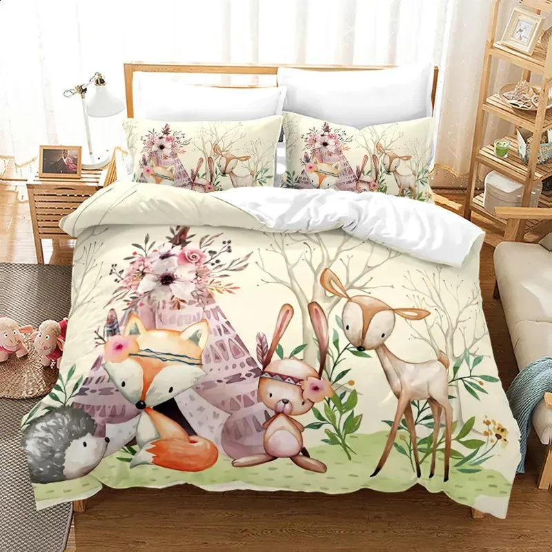 Twin Bedding Cat Duvet Cover Set Digital Different Color Cartoon