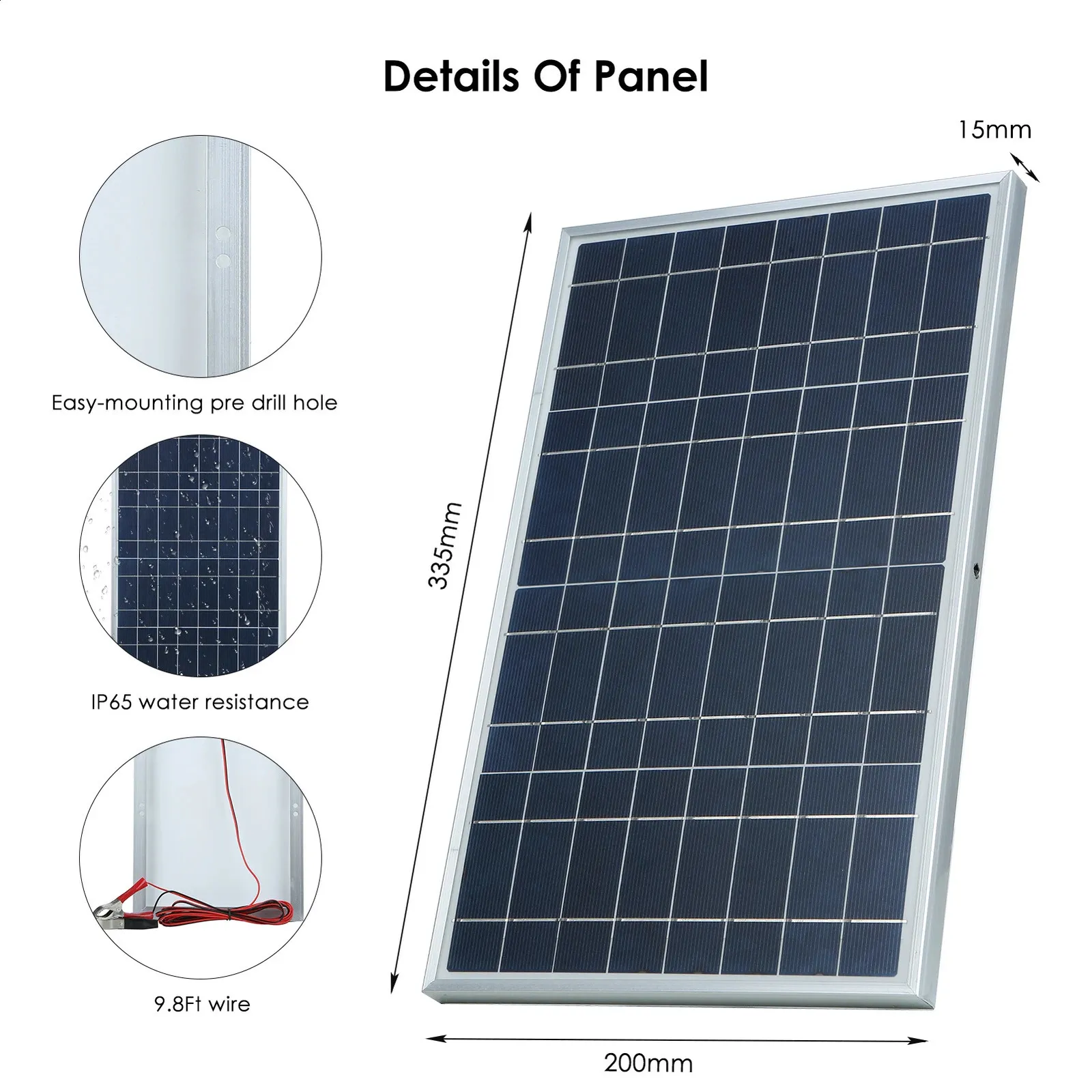 30W Solar Panel Kit Polycrystalline Silicon Solar Charge Panel with 40A