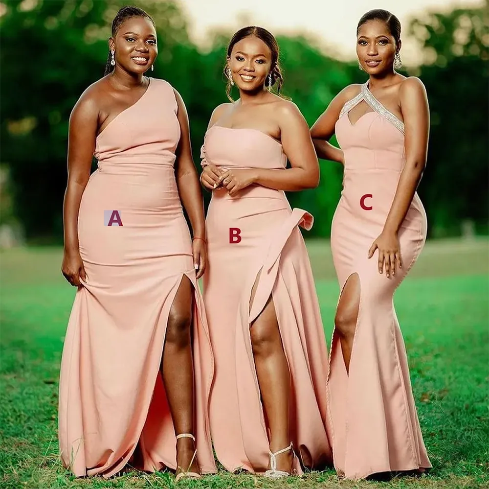 Pink Satin Mermaid Bridesmaid Dress with Zipper Back and One-Shoulder  Neckline for Spring Weddings from Dhgate Bridesmaid Dress - price 136.55