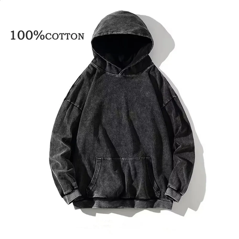 Casual Hoodies Vintage Wash Hoodie Wholesale Navy Acid-Washed