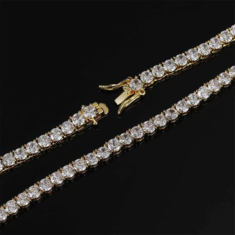 Luxury CZ Zircon Iced Out Diamond Tennis Chain Mens Diamond Luxury CZ Zircon Iced Out Diamond Tennis Chain Mens Diamond