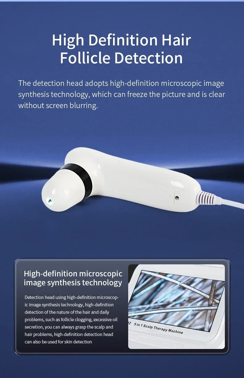 Portable 5 in 1 Scalp Massage Machine Scalp Therapy Head Massager Hair Follicle Detection Analyzer