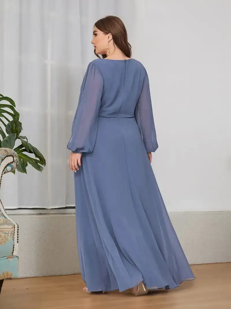 dusty blue long sleeve dress Prom Dress with Sleeves Dusty Blue Tulle Corset Back – DressCulture