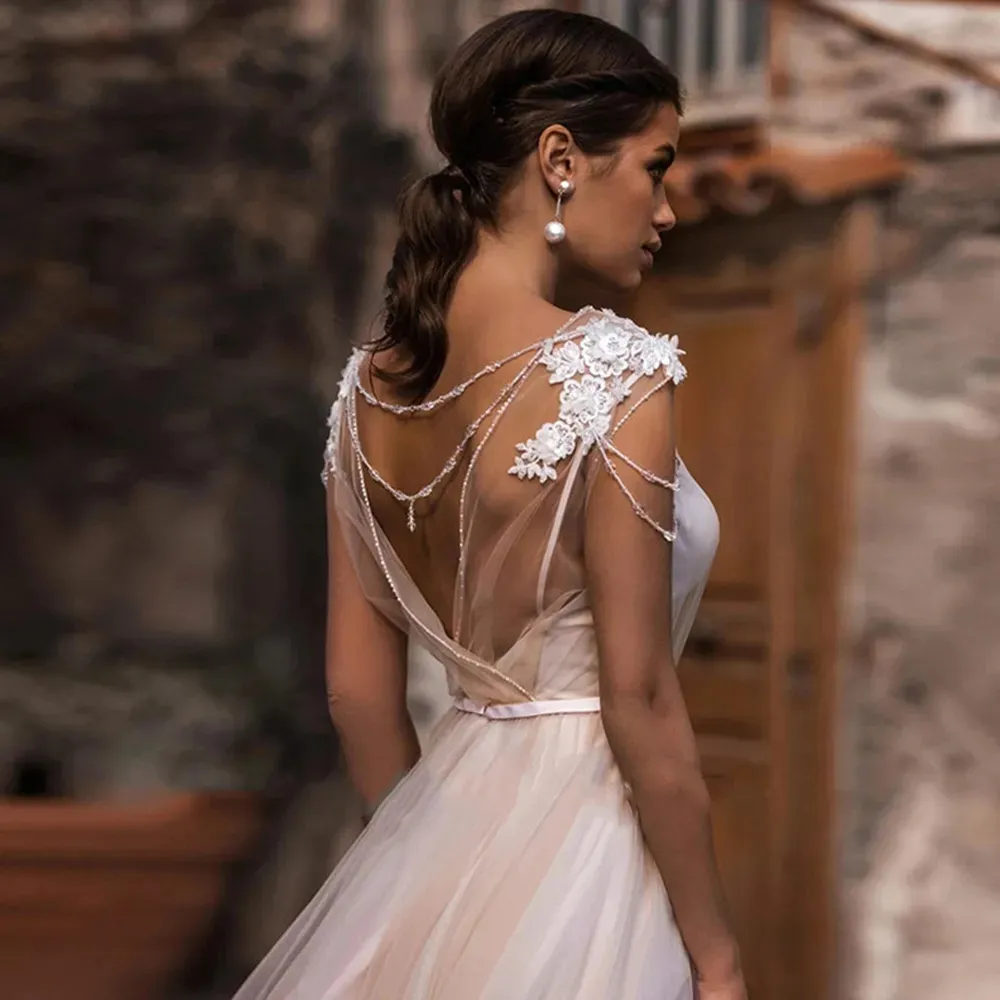 Illusion Sheer Neck A-Line Wedding Dress with Cap Sleeve Beading and  Backless Ribbon Belt Bridal Gown from Dhgate A-Line Wedding Dresses - price  235.95