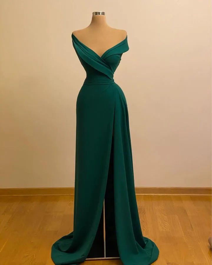 Sling Green Emerald Long Elastic Satin Prom Dresses Sling Green Emerald Long Elastic Satin Prom Dresses